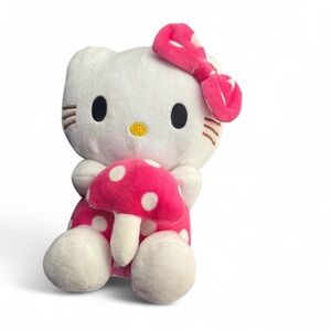 Hello Kitty Pink Polka Dot Plush Toy with mushroom